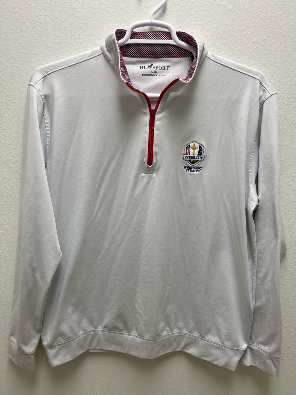 HL Sport Ryder Cup 2020 Men's Golf 1/4 Zip Pullover White L Polyester/Spandex